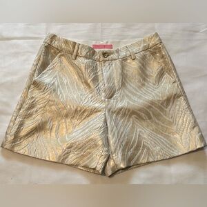 Lilly Pulitzer Gold Textured Women Shorts zebra